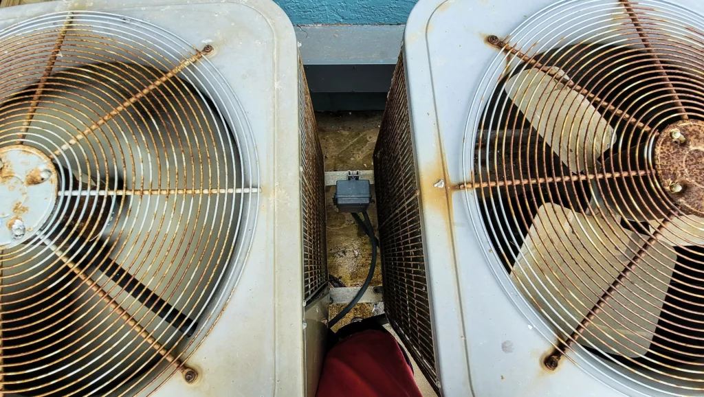 rusted aircon hvac appliances due to harsh weather